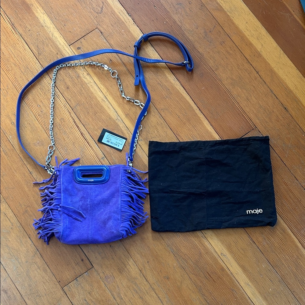 Maje Purple Fringe Crossbody Bag